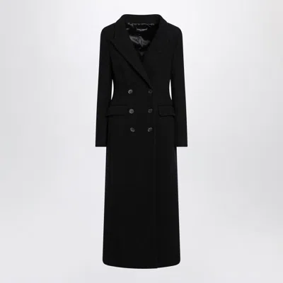 Dolce & Gabbana Double-breasted Long Wool Coat And Pockets In Black