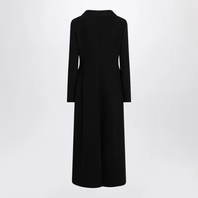 Dolce & Gabbana Double-breasted Long Wool Coat And Pockets In Black
