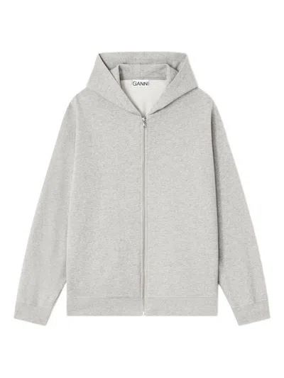 Ganni Womens Isoli Teddy Oversized Zip Hoodie In Gray