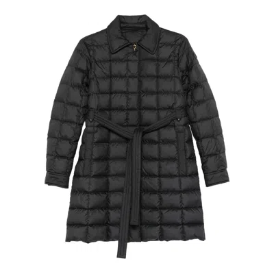 Moncler Quilted Belted Coat In Black