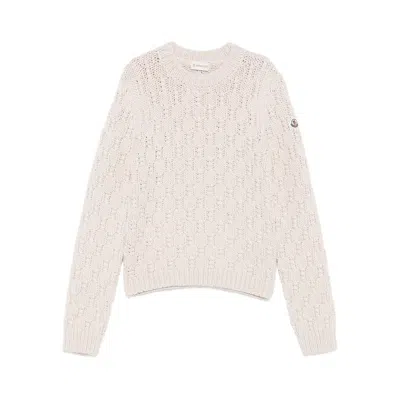 Moncler Textured Wool Sweater In Pink
