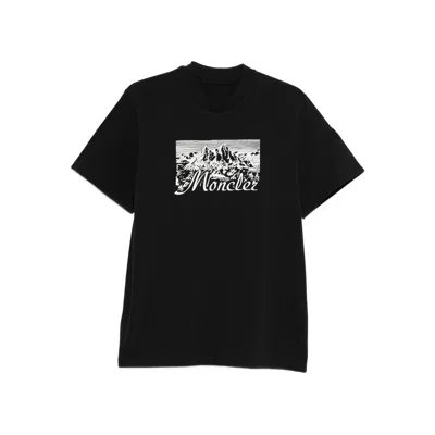 Moncler Graphic Mountain Print Short Sleeve T-shirt In Black