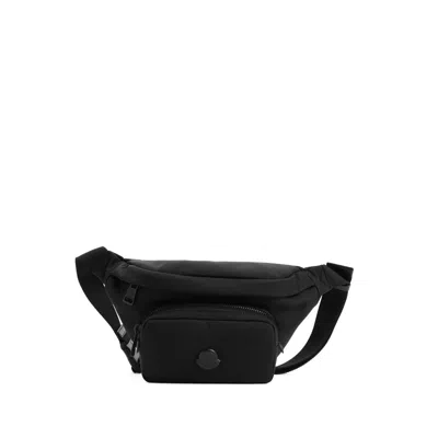 Moncler Waist Strap Leather Trim Messenger Bag In Black