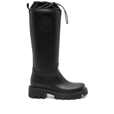 Moncler Rubber Kickstream Boots With Drawstring In Black
