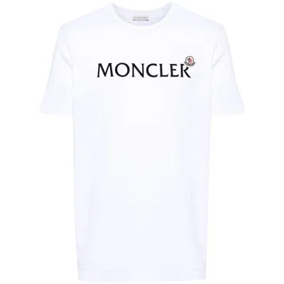 Moncler T-shirt With Flocked Cotton Logo In White