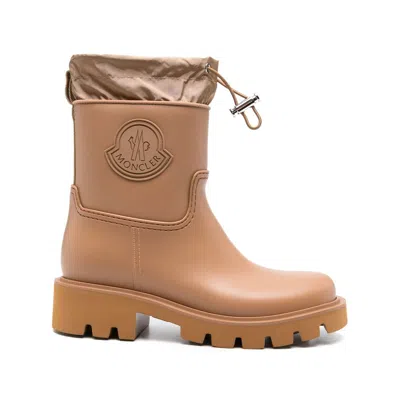 Moncler Kickstream Rubber Wellington Ankle Boots In Brown