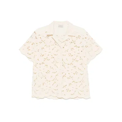 Moncler Broderie-anglaise Short-sleeves Shirt In Brown
