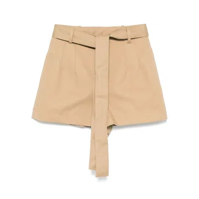 Moncler Cotton Blend Shorts Trousers Beige In Brown