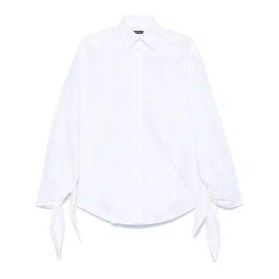 Balenciaga Oversized Knotted Cotton-poplin Shirt In White