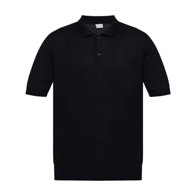 Moncler Knit Polo Shirt In Black