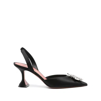 Amina Muaddi 75mm Begum Glass Slingback Pumps In Black