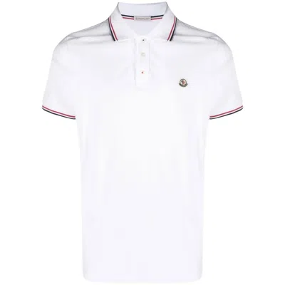 Moncler White Cotton Short-sleeved Polo T-shirt In White