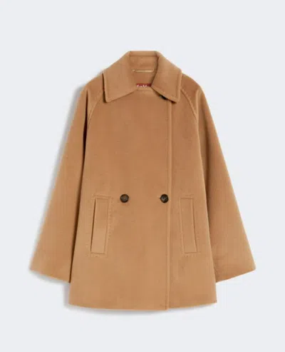 Max Mara Double-breasted Wool Pea Coat In Brown