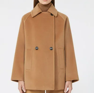 Max Mara Double-breasted Wool Pea Coat In Brown