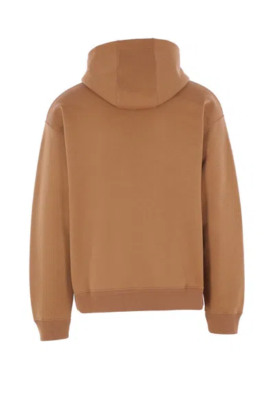 Fendi Men Cotton Hooded Sweatshirt In Brown