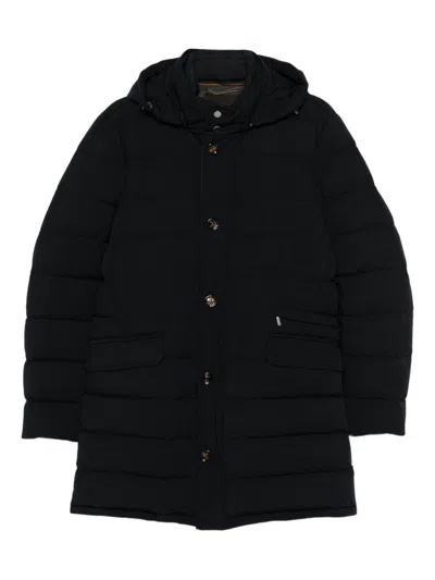 Moorer Tailored Blue Coat With Quilted Design In Black