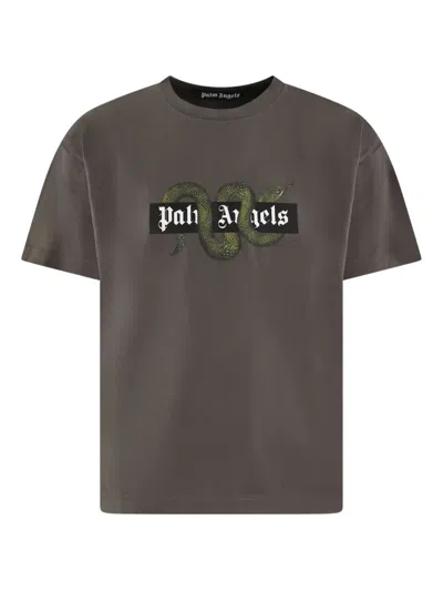 Palm Angels Snake Box Logo T-shirt In Green