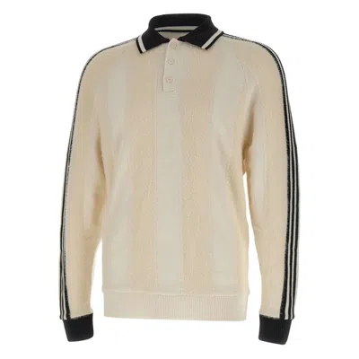 Adidas Originals Polo-neck Stripe-detail Sweater In Neutral