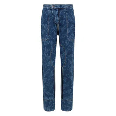 Dsquared2 Vaquera X D2 Statue Of Liberty Cargo Laser Wash Pant In Blue