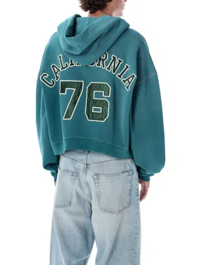 Erl Letterman Zipped Hoodie In Green In Green