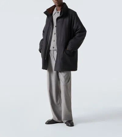 Auralee Oversized Padded Wool Coat In Gray