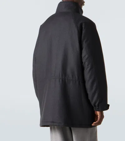 Auralee Oversized Padded Wool Coat In Gray