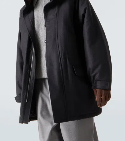 Auralee Oversized Padded Wool Coat In Gray