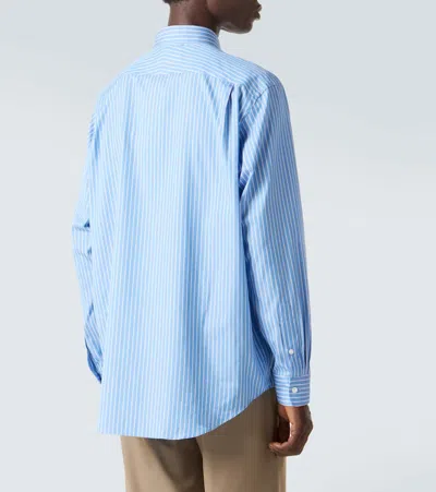 Auralee Striped Cotton And Silk Shirt In Blue