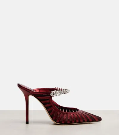 Jimmy Choo Bing 65 Embellished Leather And Mesh Pumps In Brown