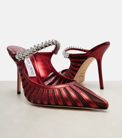 Jimmy Choo Bing 65 Embellished Leather And Mesh Pumps In Brown