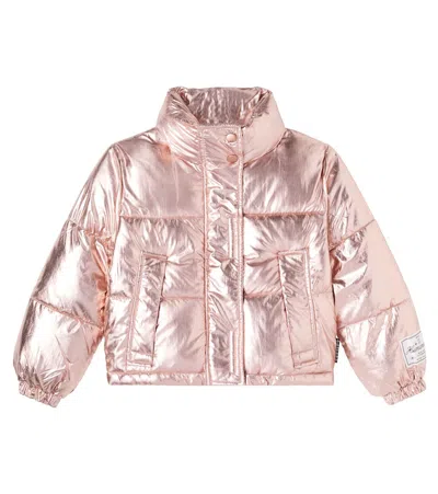 Molo Hansine Metallic Puffer Jacket In Pink