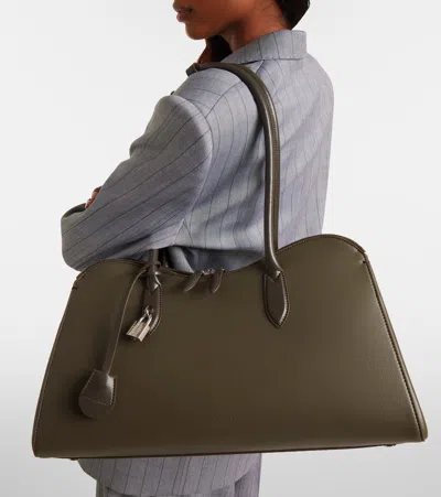 Stella Mccartney Ryder Large Tote Bag In Embossed Grainy Eco Mat In Green