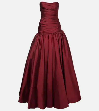 Marmar Halim Draped Off-shoulder Corset Gown In Brown