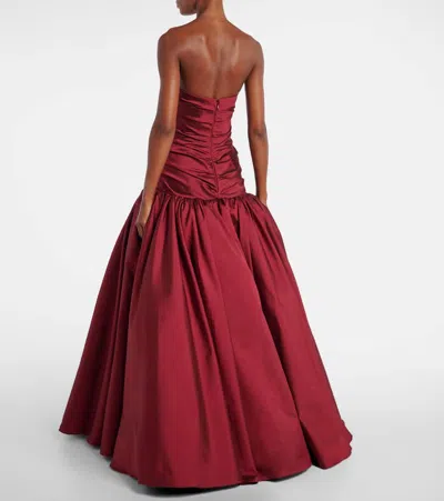 Marmar Halim Draped Off-shoulder Corset Gown In Brown