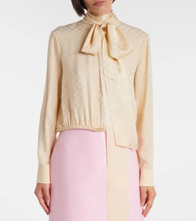 Gucci Schluppenbluse Gg Aus Seide In Gray