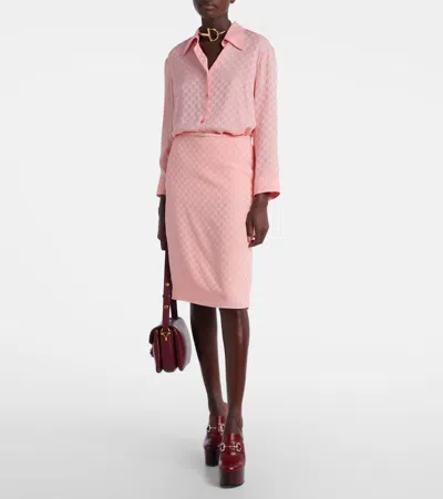 Gucci Long Sleeve Shirt Regular Collar In Pink