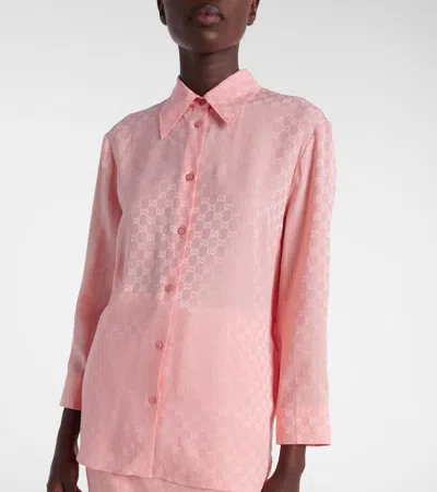 Gucci Long Sleeve Shirt Regular Collar In Pink