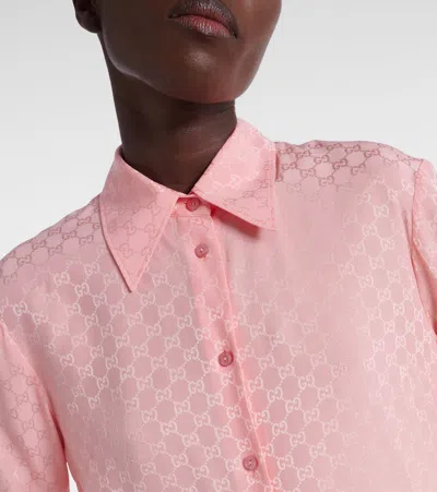 Gucci Long Sleeve Shirt Regular Collar In Pink