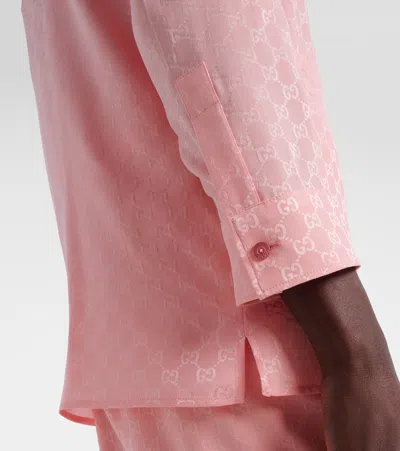 Gucci Long Sleeve Shirt Regular Collar In Pink
