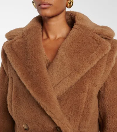 Max Mara Santos Double Breasted Cropped Coat In Brown