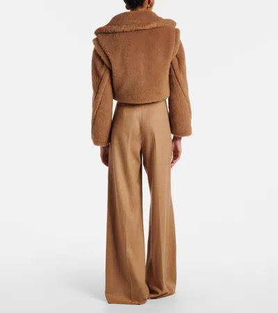 Max Mara Santos Double Breasted Cropped Coat In Brown