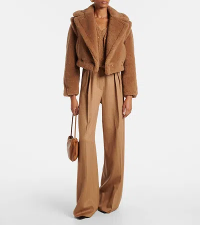 Max Mara Santos Double Breasted Cropped Coat In Brown