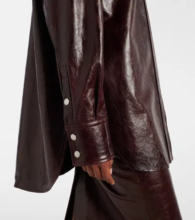Sportmax Oversized Nappa Leather Shirt Jacket In Brown