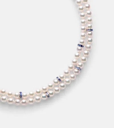 Mikimoto Halskette Aus Akoyaperlen Mit 18kt Weissgold Und Saphiren In White