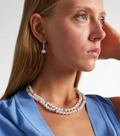 Mikimoto Halskette Aus Akoyaperlen Mit 18kt Weissgold Und Saphiren In White