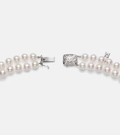 Mikimoto Halskette Aus Akoyaperlen Mit 18kt Weissgold Und Saphiren In White