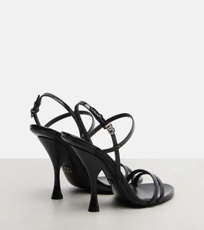 Dolce & Gabbana Black Polished Calf Leather Sandals