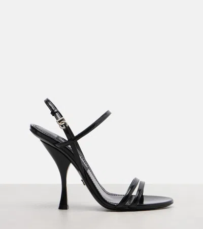 Dolce & Gabbana Black Polished Calf Leather Sandals