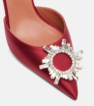 Amina Muaddi Begum Swarovski Crystal-embellished Satin Slingback Pumps In Red