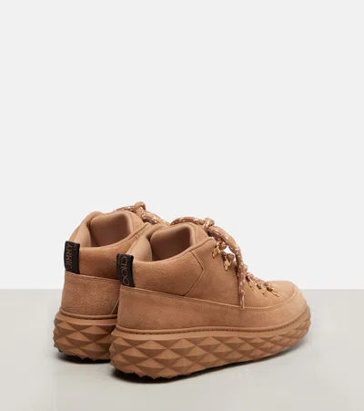 Jimmy Choo Diamond Maxi Hike F Suede High-top Sneakers In Brown